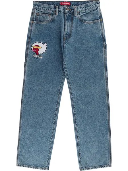 Supreme джинсы с нашивкой-логотипом
