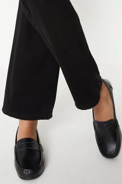 Хорошо для подошвы: удобные лоферы из ниамовой кожи широкого кроя Dorothy Perkins, черный