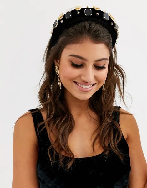 Эффектный обруч с декоративной отделкой ASOS DESIGN-Черный