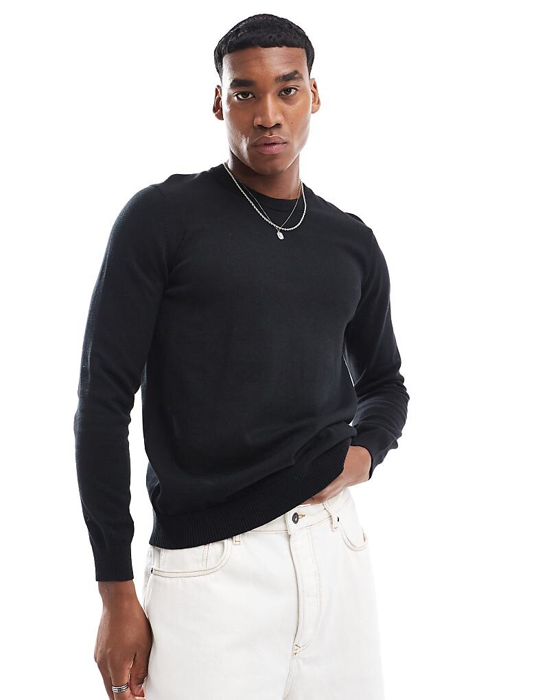 ASOS DESIGN Essential – черный вязаный свитер