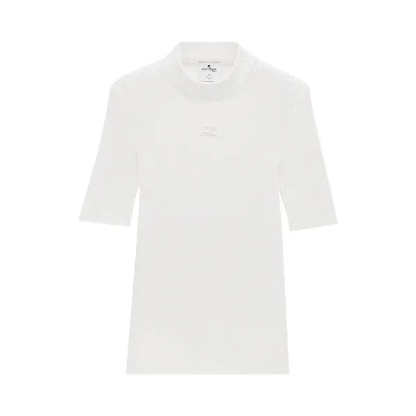 Свитер Courrèges Short-Sleeve Rib Knit Sweater 'Heritage White', белый