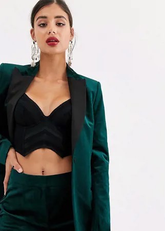 Бархатный пиджак-смокинг ASOS DESIGN Tall-Зеленый