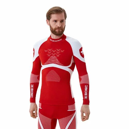 Термобелье лонгслив X-bionic, воздухопроницаемое, бесшовное, дополнительная вентиляция, антибактериальная пропитка, влагоотводящий материал, компрессионный эффект, размер M, красный