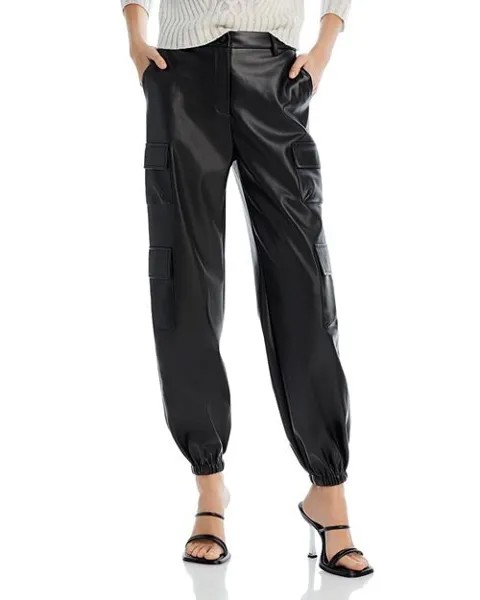 Брюки-карго из искусственной кожи AQUA, цвет Black
