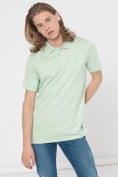 Хлопковая футболка с воротником Karl Lagerfeld, зеленый