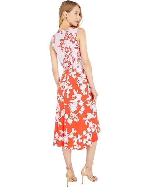 Платье BCBGMAXAZRIA Printed Matte Jersey Dress, цвет Cherry Tomato Combo