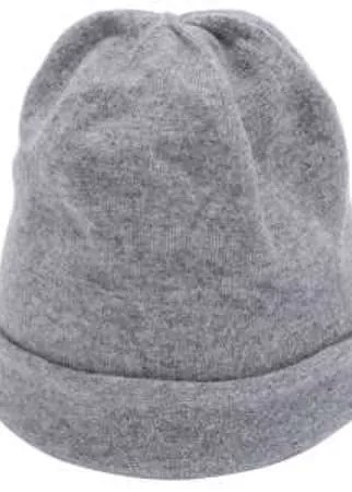 Объемная шапка-бини с широкой резинкой из кашемира. Модель универсального тёмно-серого цвета. Аксессуар премиальной линии ALLA PUGACHOVA без подкладки.