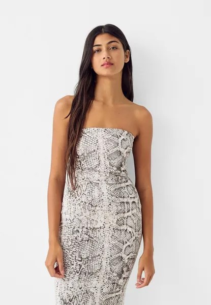 Платье из джерси MIXI Bershka, песочный