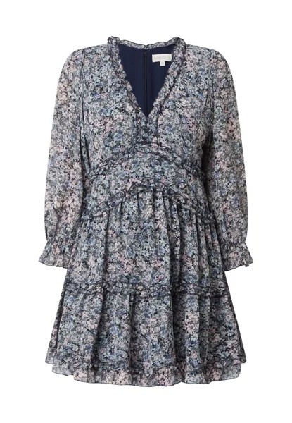 Платье из джерси Mini Mit Floralem Muster Apricot, светло-бирюзовое