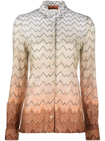 Missoni рубашка с узором зигзаг и эффектом градиента, нейтральный цвет