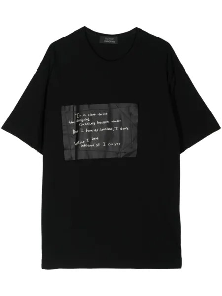 Yohji Yamamoto футболка с аппликацией, черный