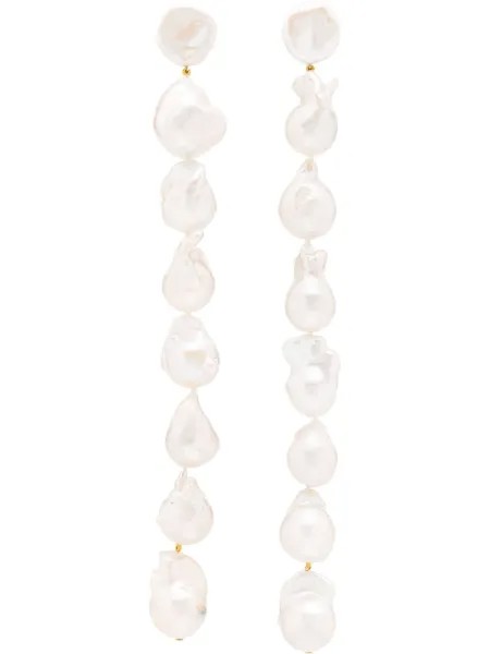 By Pariah серьги-подвески Baroque Lariat из желтого золота с жемчугом