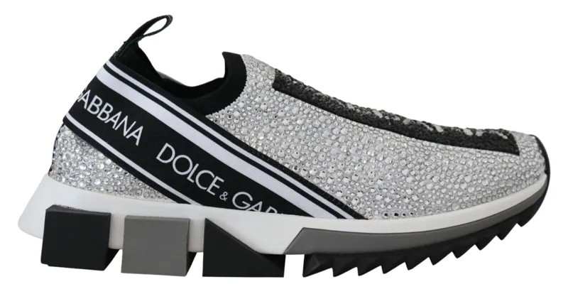 DOLCE - GABBANA Обувь Серебристые кроссовки Sorrento со стразами EU38.5 / US8 1500usd