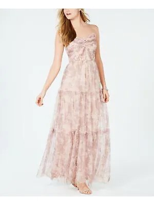 ADRIANNA PAPELL Женское розовое платье макси с оборками и рюшами в деловом стиле 12