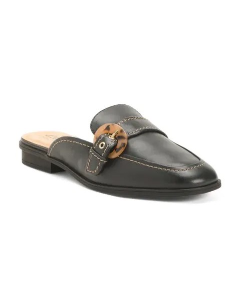 Кожаные блестящие мюли Lyrical Clarks, черный