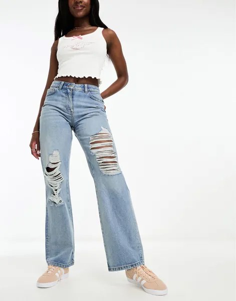 Голубые рваные мешковатые джинсы в стиле 90-х COLLUSION x014