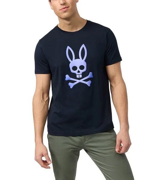 Футболка с короткими рукавами и рисунком Psycho Bunny Norwood Modern Fit, синий