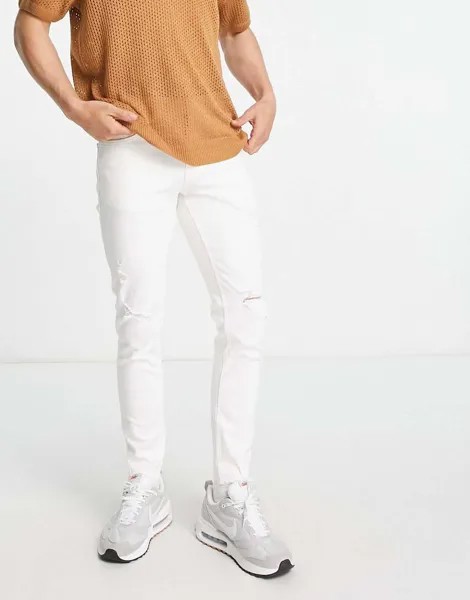 Бежевые джинсы скинни премиум-класса Pull&Bear