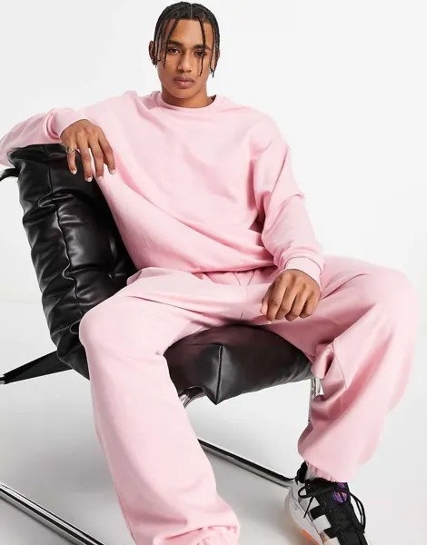 Розовый свитшот в стиле super oversized от комплекта ASOS DESIGN-Розовый цвет