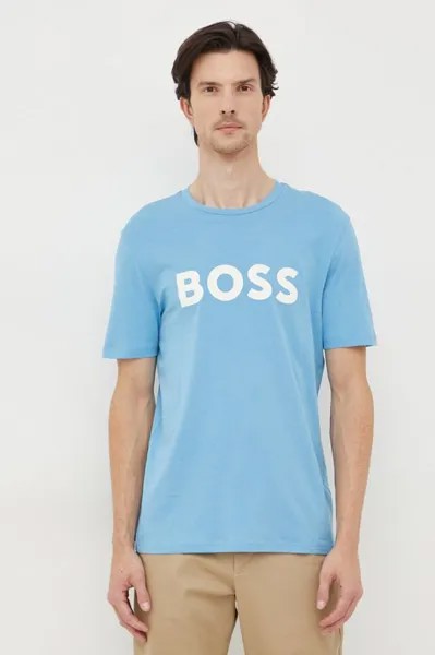 Хлопковая футболка CASUAL Boss Orange, синий