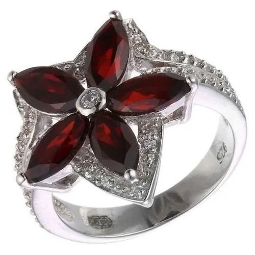 Кольцо ELEMENT47, серебро, 925 проба, гранат, фианит