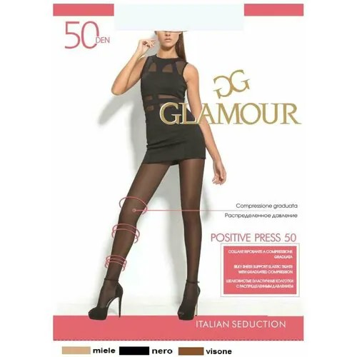 Колготки Glamour Positive Press, 50 den, размер 4, черный