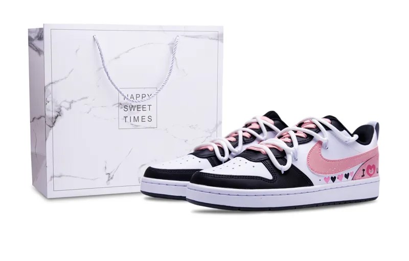 Кроссовки Nike Court Borough Skateboarding Shoes Women's Low-top Fierce Pink/Black/Playful Pink/White, розовый/черный/белый
