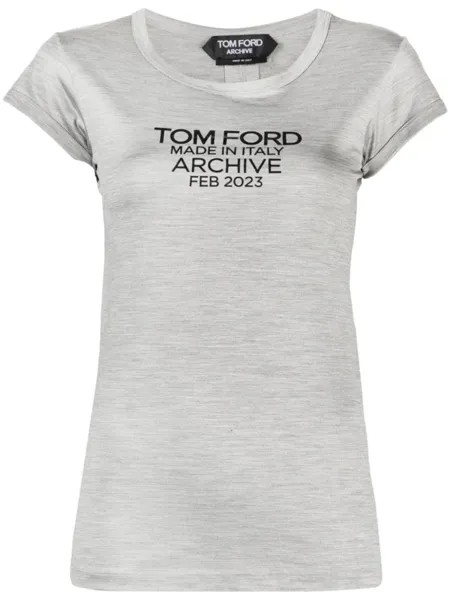 Шелковая футболка с логотипом TOM FORD, серый