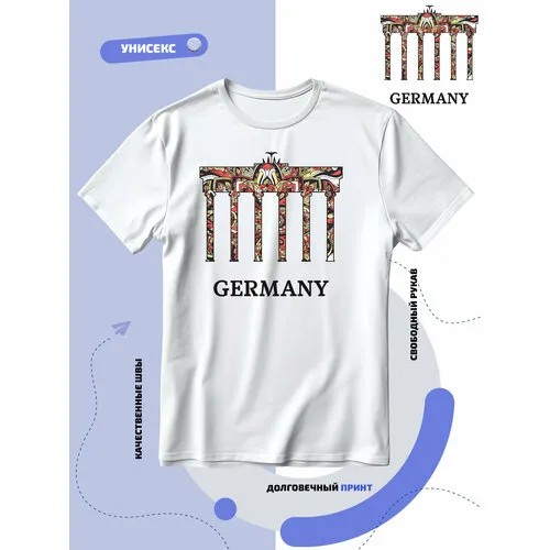 Футболка SMAIL-P Бранденбургские ворота и надпись Germany-Германия, размер 5XL, белый