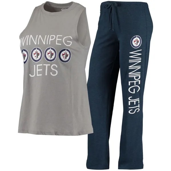 Женский комплект Concepts Sport Серый/Темно-синий Winnipeg Jets Meter Майка и брюки для сна