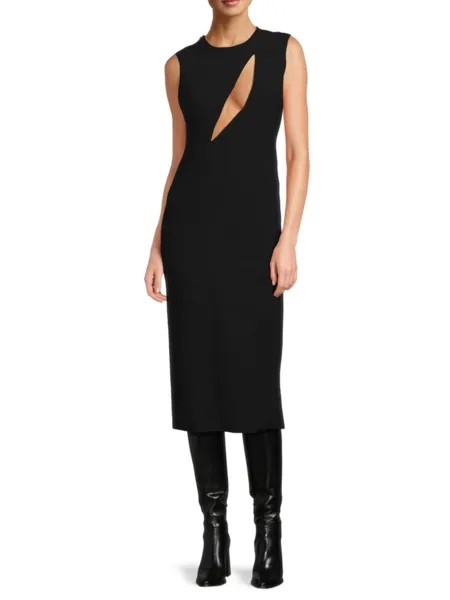 Платье миди Enver с вырезами Versace, черный
