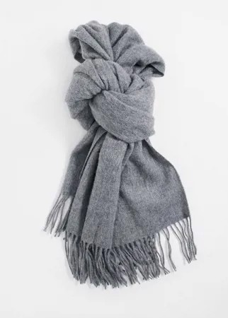 Серый меланжевый шарф‑накидка из плотной шерстяной ткани AllSaints