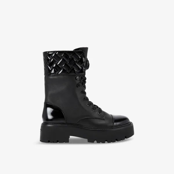 Ботинки Kensington из кожи со стегаными манжетами и шнуровкой Kurt Geiger London, черный