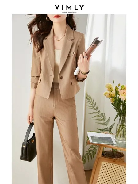 Офисный брючный костюм Vimly для женщин, весна 2023, корейский элегантный деловой костюм, брюки и пиджак, комплект из двух предметов, V8128