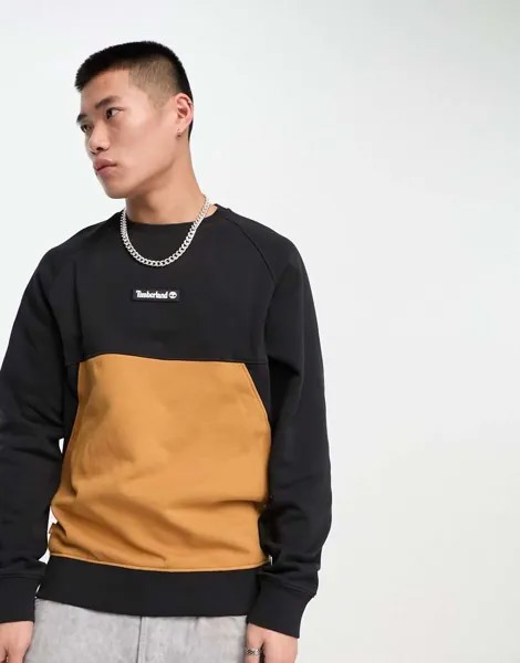 Черный/коричневый свитшот Timberland Cut & Sew