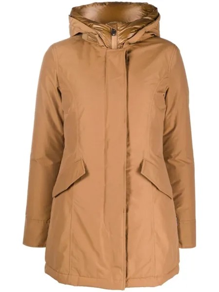 Woolrich парка на молнии с капюшоном, коричневый