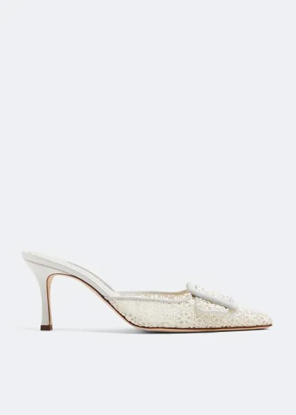 Мюли MANOLO BLAHNIK Maysalebi lace mules, белый