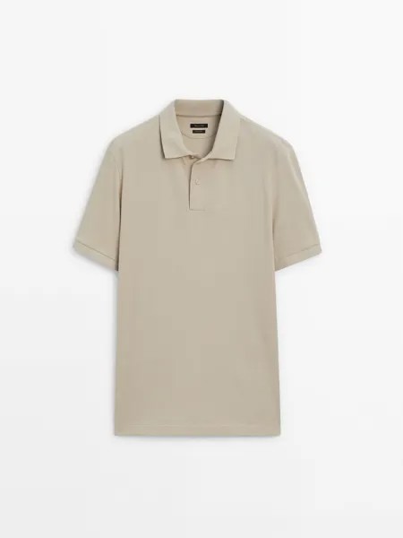 Рубашка-Поло из микротекстурированного хлопка пике Massimo Dutti, желтый
