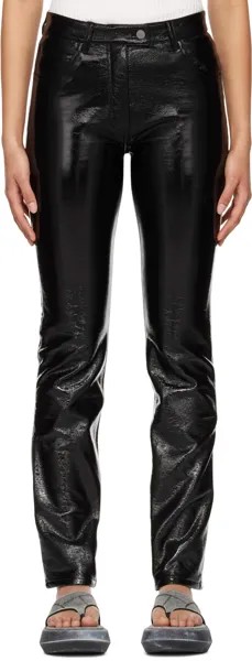 Черные виниловые брюки с пятью карманами Courrèges