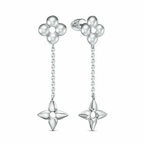 Серьги пусеты Del'ta, серебро, 925 проба, родирование, золотой