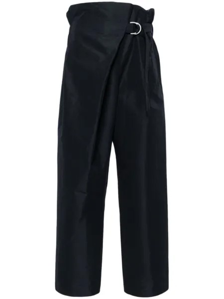 Issey Miyake asymmetric buckled straight-leg trousers, черный