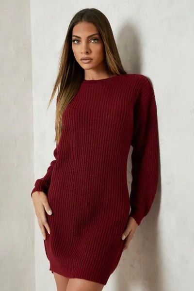 Мини-платье-джемпер с круглым вырезом boohoo, красный