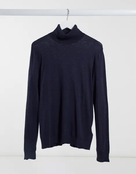 Темно-синяя трикотажная водолазка Topman-Темно-синий