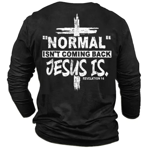 Нормальный не возвращается но Иисус - Откровение 14 Костюм Мужская футболка Мужская футболка с длинным рукавом