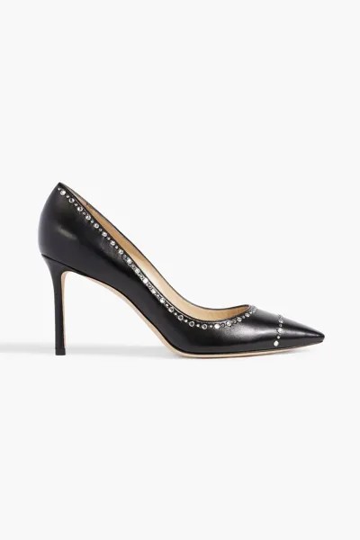Кожаные туфли Romy 85 с украшением JIMMY CHOO, черный