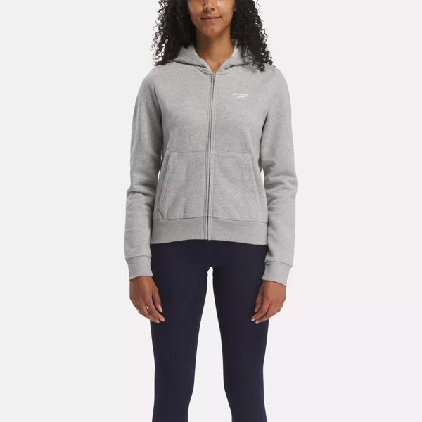 Флисовая толстовка с молнией во всю длину Reebok Identity Small Logo, цвет Medium Grey Heather