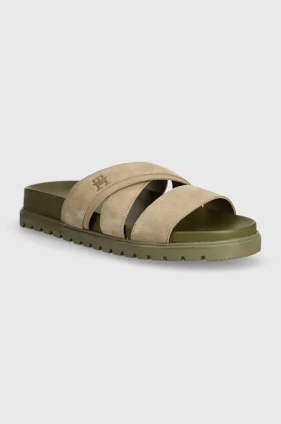 Замшевые шлепанцы Elevated Th Criss Suede Sandal Tommy Hilfiger, бежевый