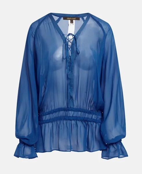 Шелковая блузка Roberto Cavalli, цвет Royal Blue