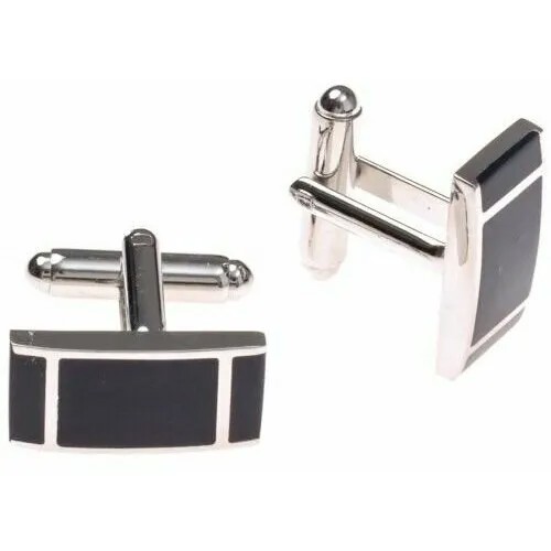 Запонки WowMan Accessories, черный, серебряный