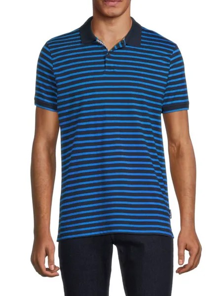 Полосатая рубашка-поло с короткими рукавами Ben Sherman, темно-синий
